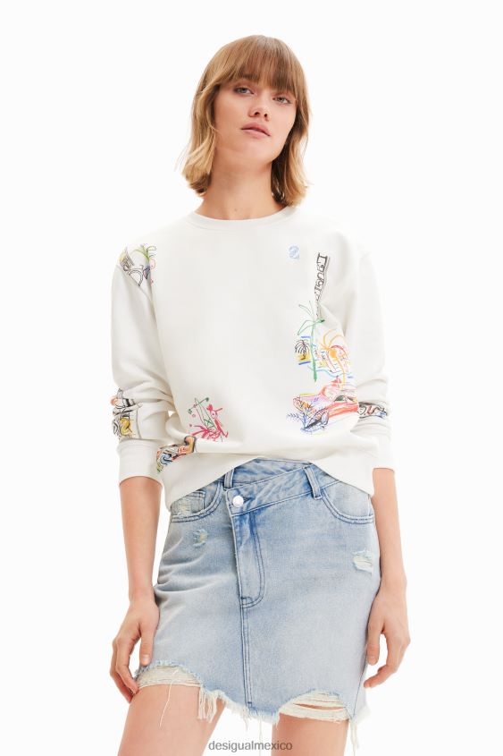 Desigual mujer minifalda de mezclilla con cintura cruzada VZ26R0759 ropa