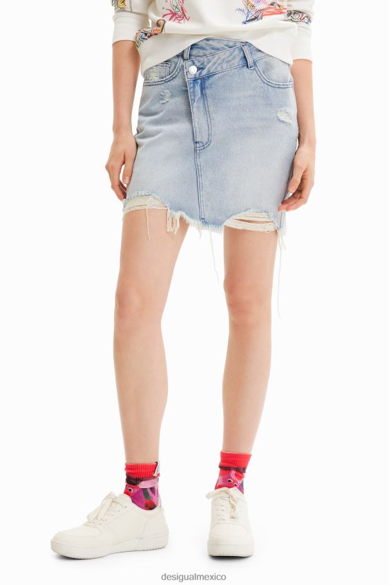 Desigual mujer minifalda de mezclilla con cintura cruzada VZ26R0759 ropa