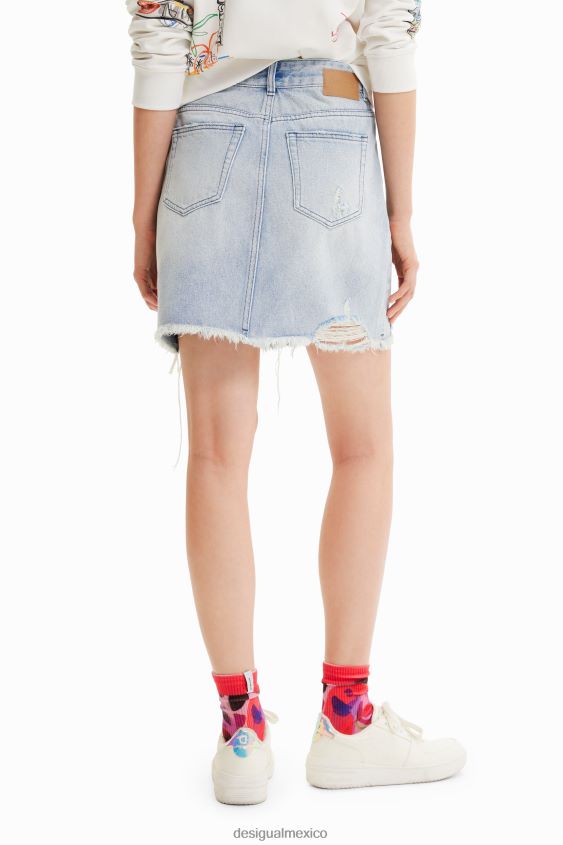 Desigual mujer minifalda de mezclilla con cintura cruzada VZ26R0759 ropa