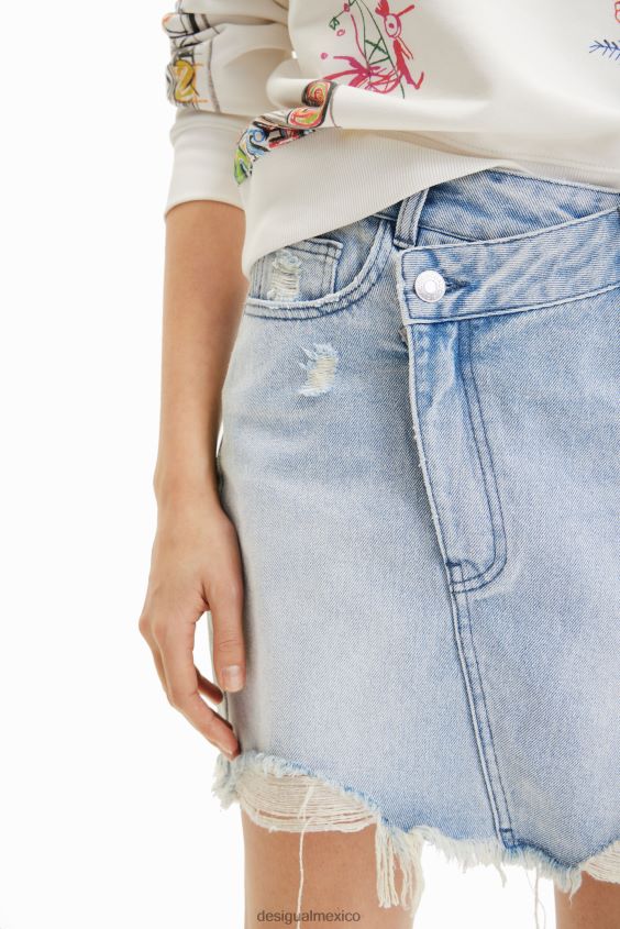 Desigual mujer minifalda de mezclilla con cintura cruzada VZ26R0759 ropa