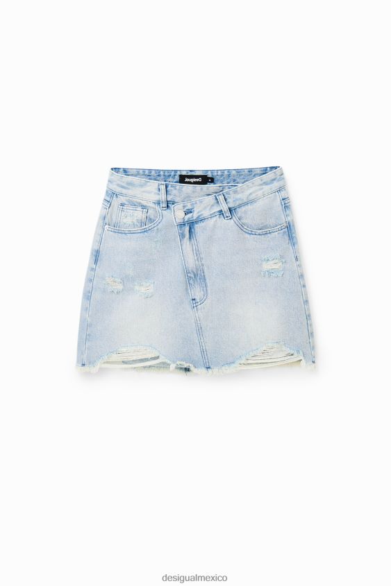 Desigual mujer minifalda de mezclilla con cintura cruzada VZ26R0759 ropa