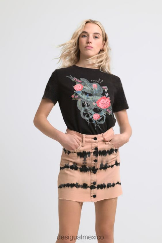 Desigual mujer minifalda de mezclilla con efecto tie-dye VZ26R0668 ropa