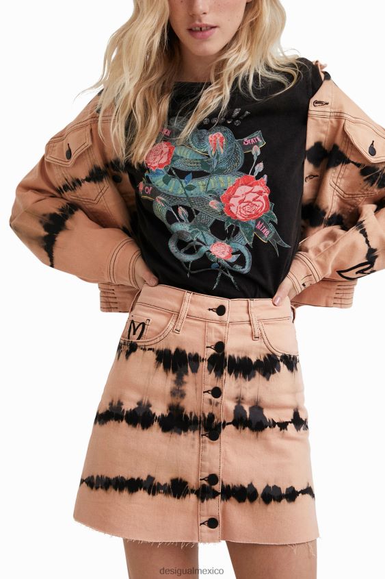 Desigual mujer minifalda de mezclilla con efecto tie-dye VZ26R0668 ropa