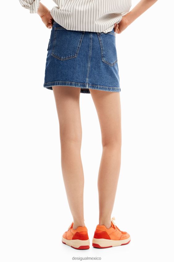 Desigual mujer minifalda de mezclilla con tachuelas VZ26R0177 ropa