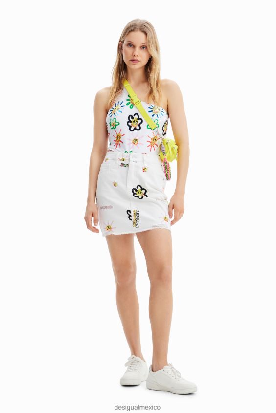 Desigual mujer minifalda denim con ilustraciones VZ26R0714 ropa