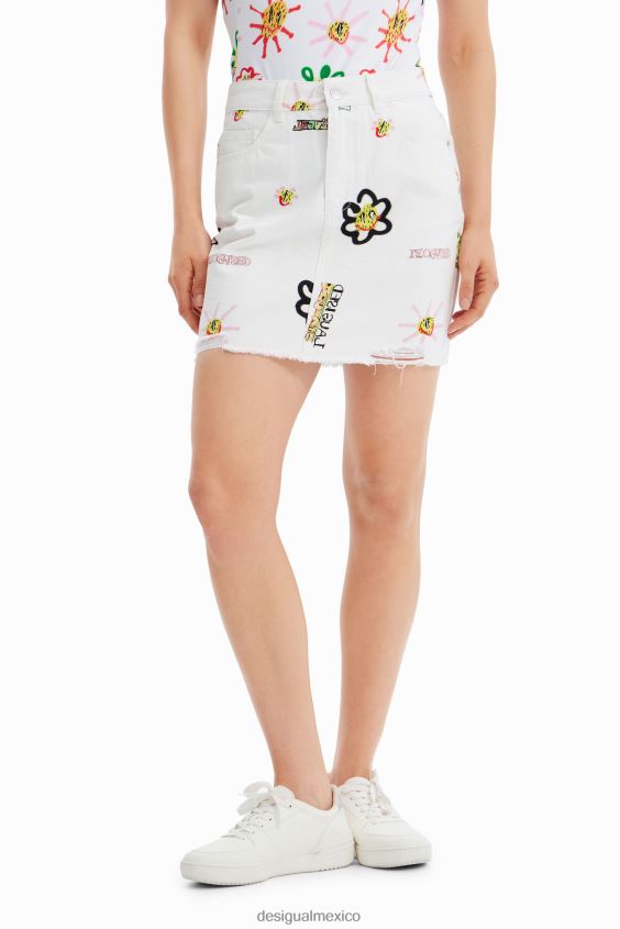 Desigual mujer minifalda denim con ilustraciones VZ26R0714 ropa