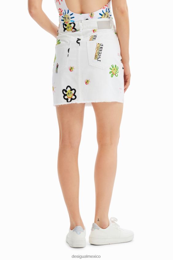 Desigual mujer minifalda denim con ilustraciones VZ26R0714 ropa