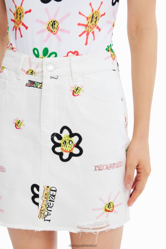 Desigual mujer minifalda denim con ilustraciones VZ26R0714 ropa