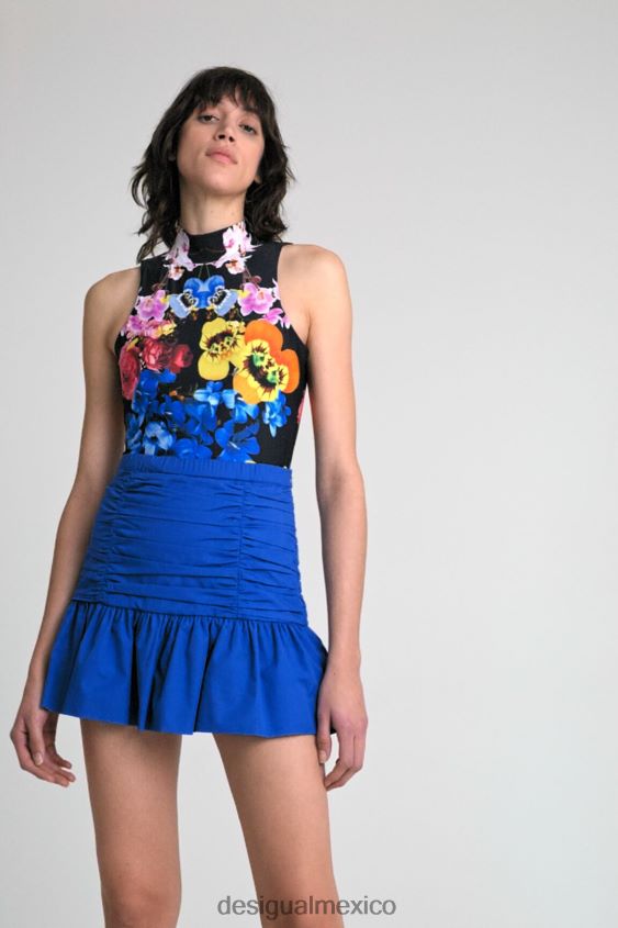 Desigual mujer minifalda drapeada con volantes VZ26R0754 ropa