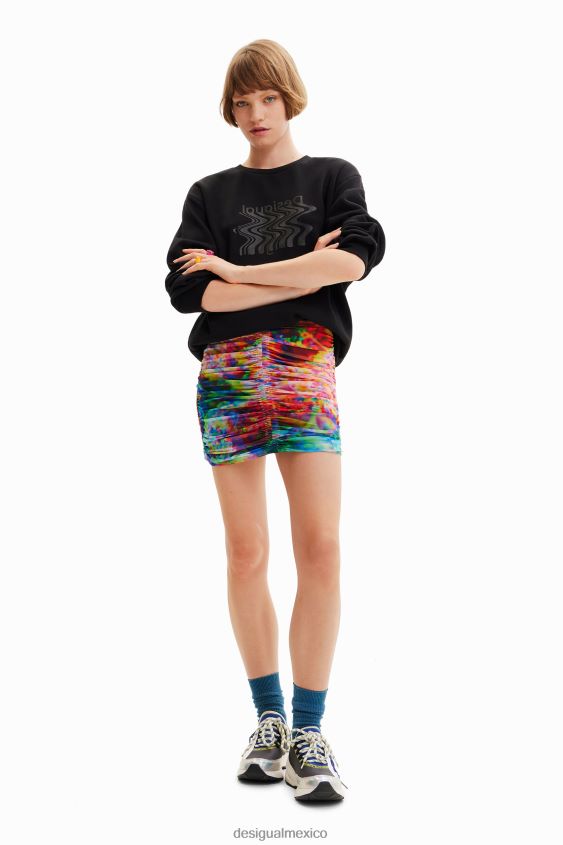 Desigual mujer minifalda floral de tul fruncida VZ26R0324 ropa