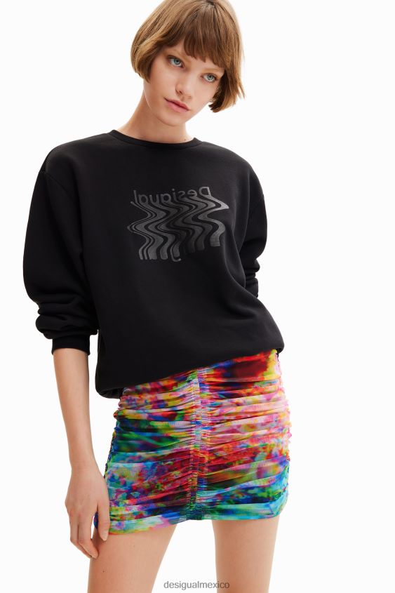 Desigual mujer minifalda floral de tul fruncida VZ26R0324 ropa
