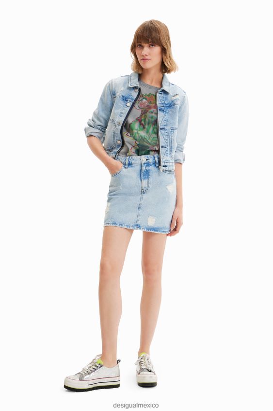 Desigual mujer minifalda vaquera con ojos VZ26R0758 ropa