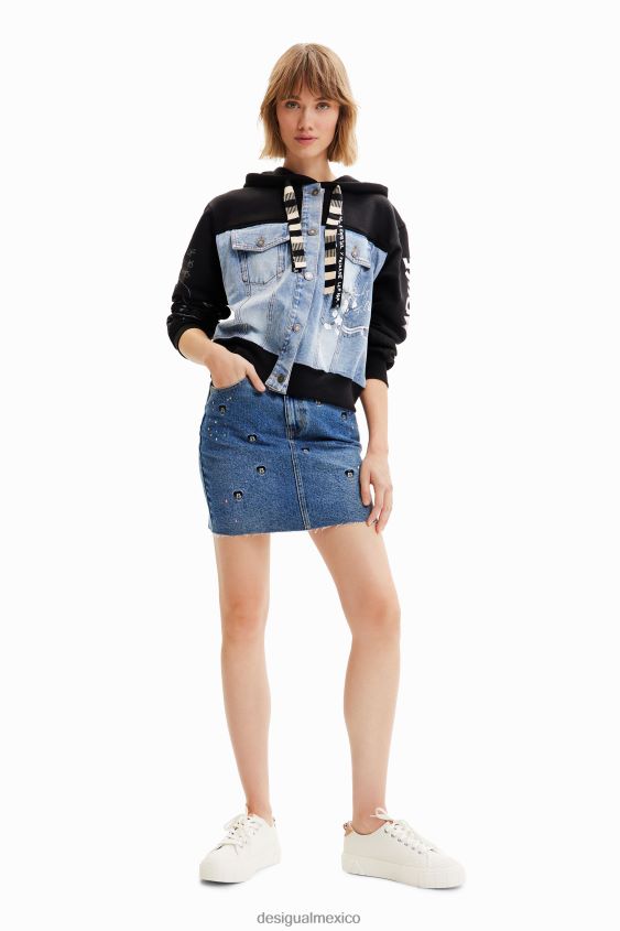 Desigual mujer minifalda vaquera de mickey mouse de disney VZ26R0661 ropa