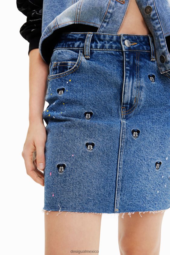 Desigual mujer minifalda vaquera de mickey mouse de disney VZ26R0661 ropa