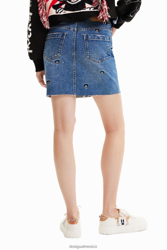 Desigual mujer minifalda vaquera de mickey mouse de disney VZ26R0661 ropa