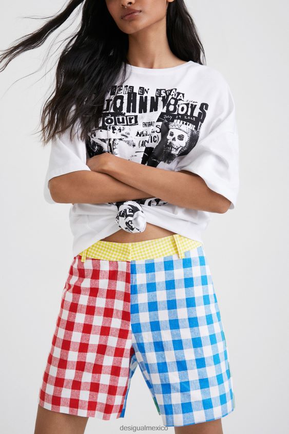 Desigual mujer pantalones cortos a cuadros johnson hartig VZ26R01068 ropa