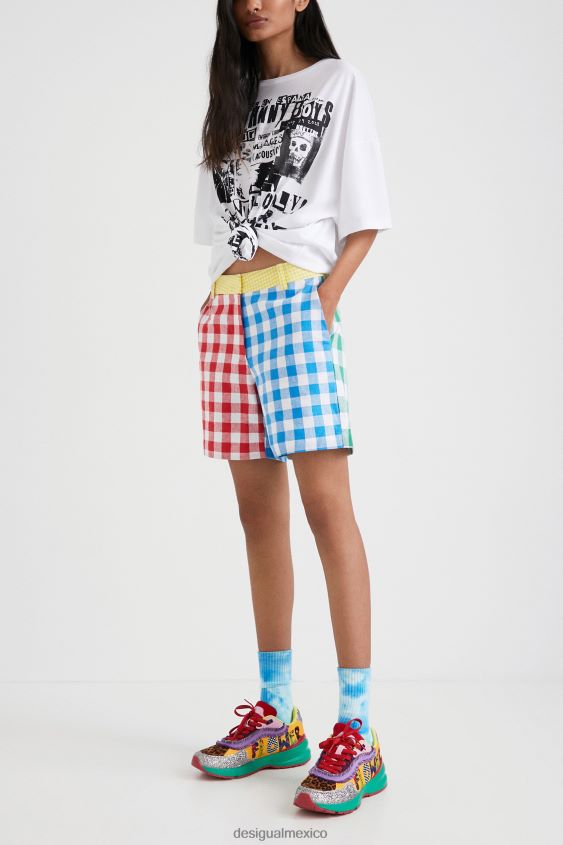 Desigual mujer pantalones cortos a cuadros johnson hartig VZ26R01068 ropa
