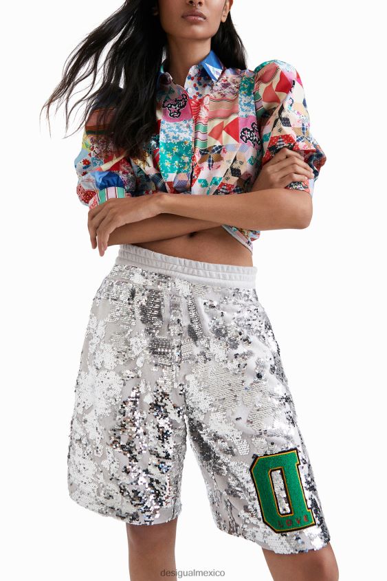 Desigual mujer pantalones cortos con lentejuelas de johnson hartig VZ26R0734 ropa
