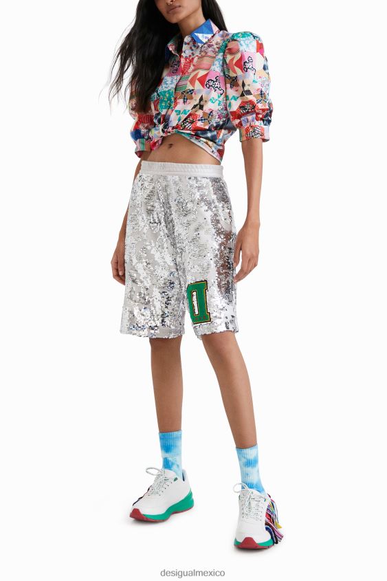 Desigual mujer pantalones cortos con lentejuelas de johnson hartig VZ26R0734 ropa