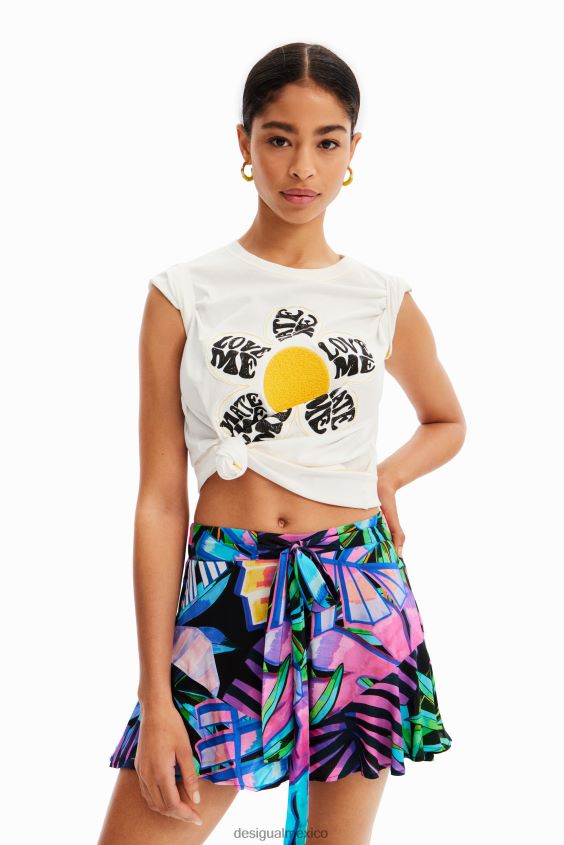Desigual mujer pantalones cortos con volantes tropicales VZ26R0380 ropa