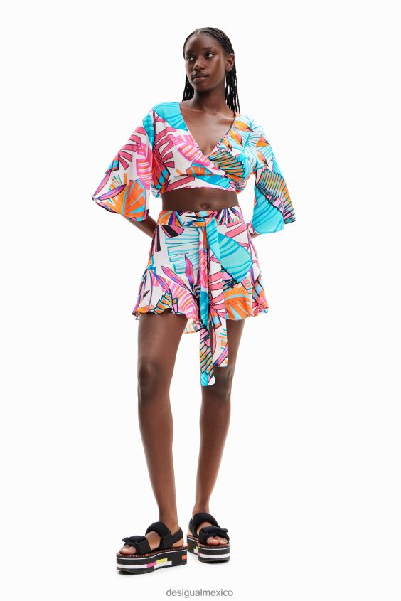 Desigual mujer pantalones cortos con volantes tropicales VZ26R0502 ropa