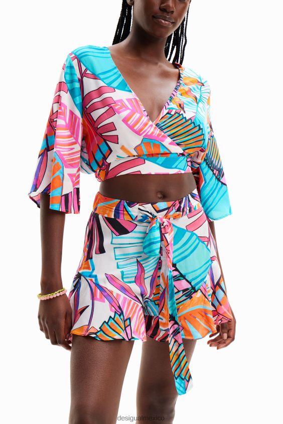 Desigual mujer pantalones cortos con volantes tropicales VZ26R0502 ropa