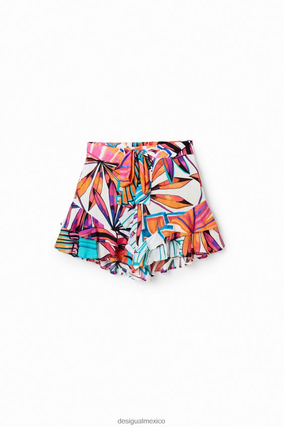 Desigual mujer pantalones cortos con volantes tropicales VZ26R0502 ropa