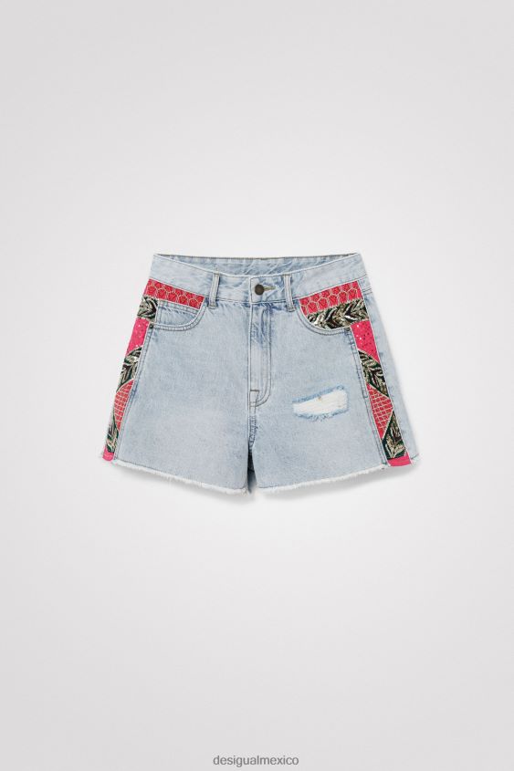 Desigual mujer pantalones cortos de mezclilla con patchwork VZ26R01122 ropa