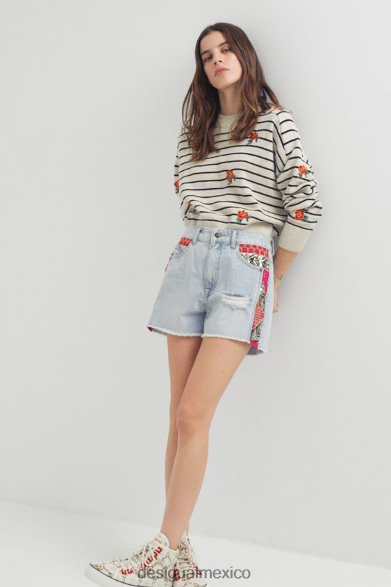 Desigual mujer pantalones cortos de mezclilla con patchwork VZ26R01122 ropa