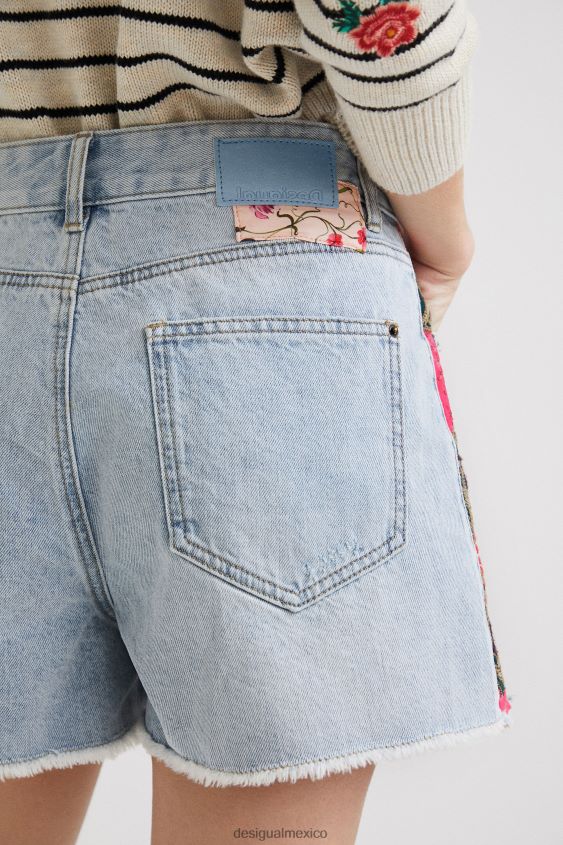 Desigual mujer pantalones cortos de mezclilla con patchwork VZ26R01122 ropa