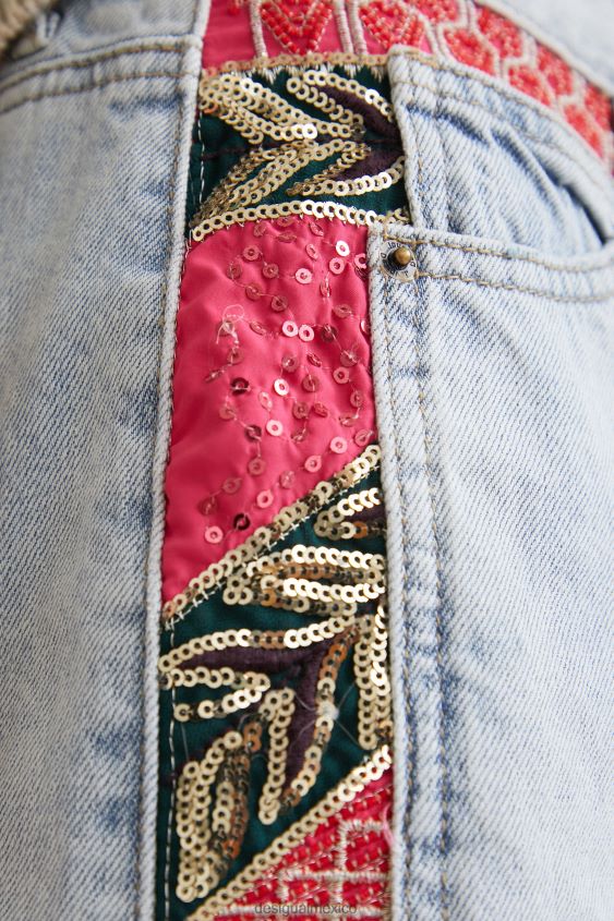 Desigual mujer pantalones cortos de mezclilla con patchwork VZ26R01122 ropa