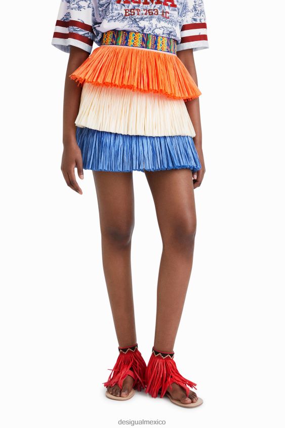 Desigual mujer stella jean minifalda con flecos VZ26R0613 ropa