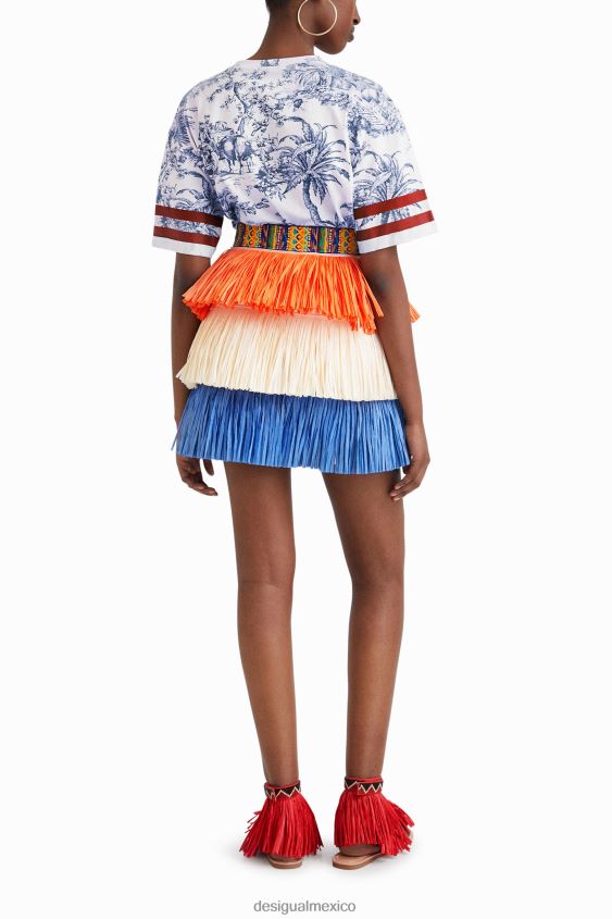Desigual mujer stella jean minifalda con flecos VZ26R0613 ropa