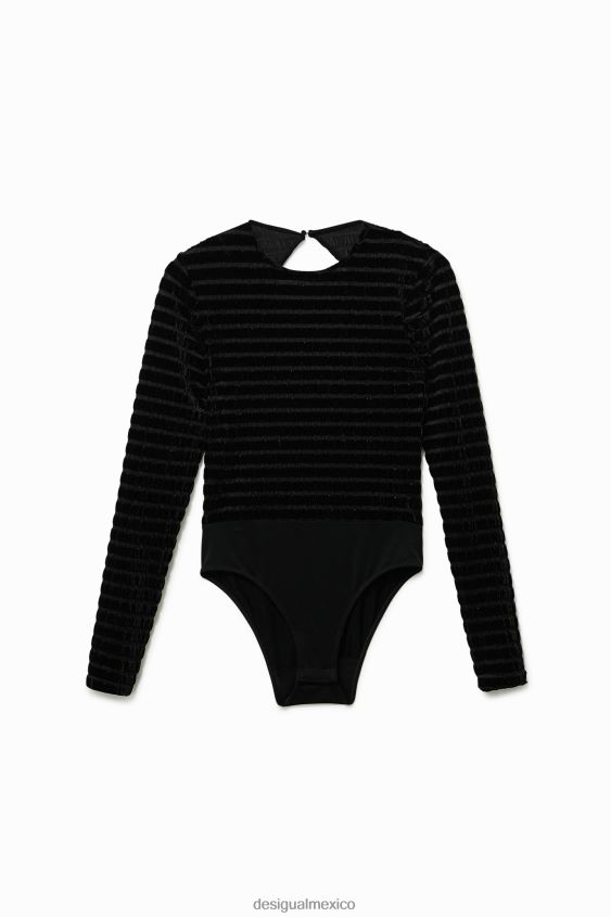 Desigual mujer body ajustado aterciopelado a rayas VZ26R0558 ropa