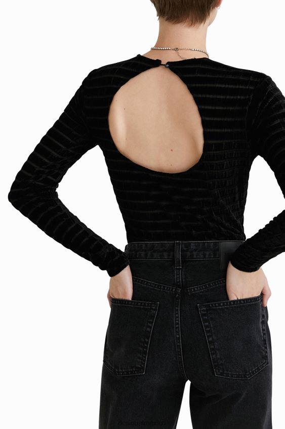 Desigual mujer body ajustado aterciopelado a rayas VZ26R0558 ropa