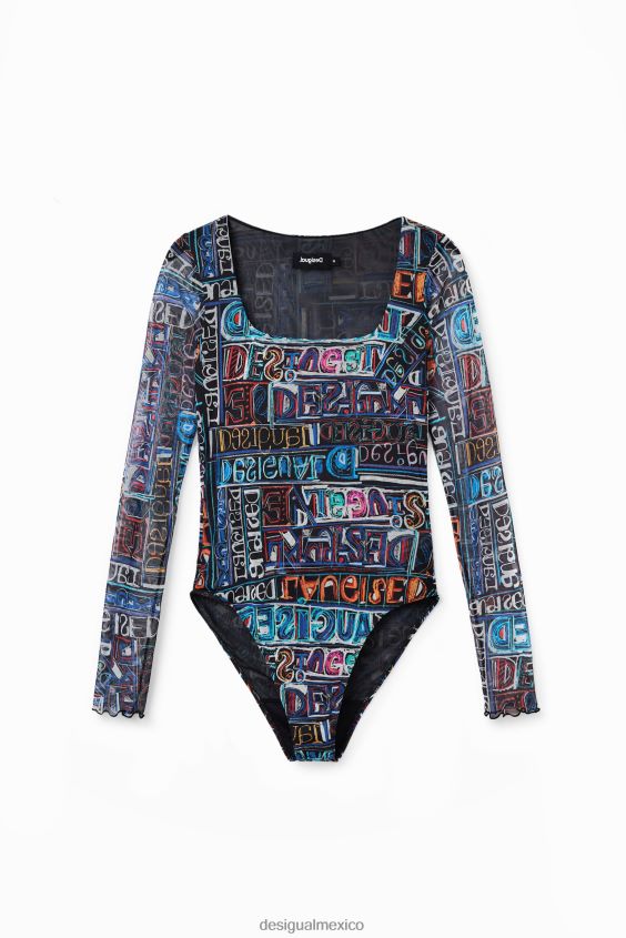 Desigual mujer body artístico de tul con logo VZ26R0335 ropa