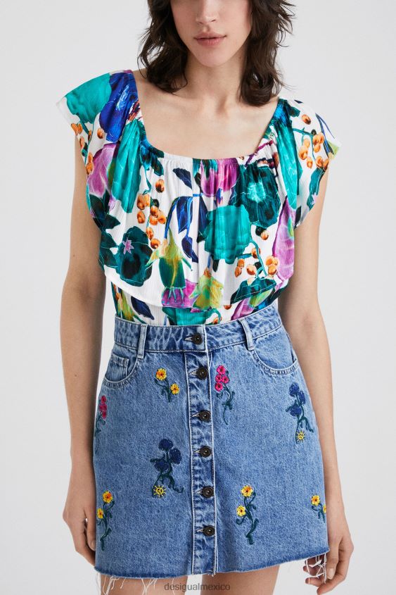 Desigual mujer body con cuello barco y estampado floral VZ26R0882 ropa