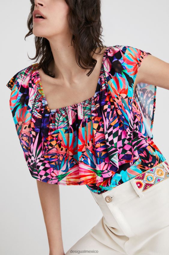 Desigual mujer body con cuello barco y estampado geométrico VZ26R0521 ropa
