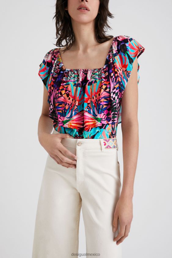 Desigual mujer body con cuello barco y estampado geométrico VZ26R0521 ropa