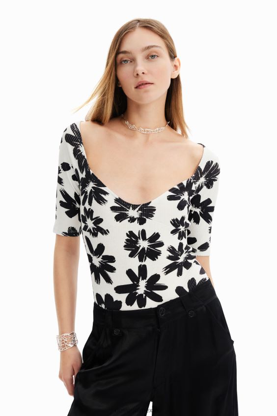 Desigual mujer body de canalé floral VZ26R0531 ropa