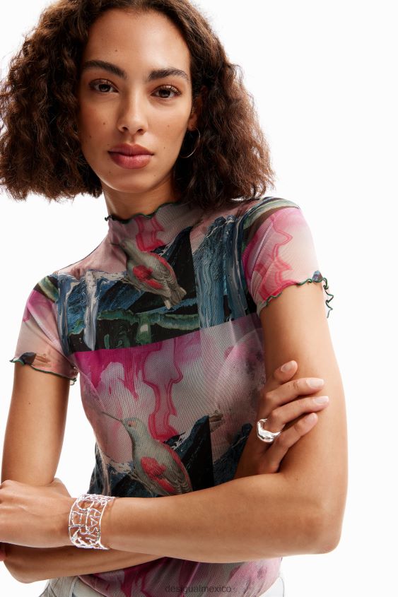Desigual mujer body de fantasía de tul de manga corta VZ26R0352 ropa