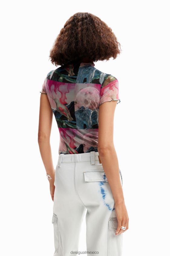 Desigual mujer body de fantasía de tul de manga corta VZ26R0352 ropa
