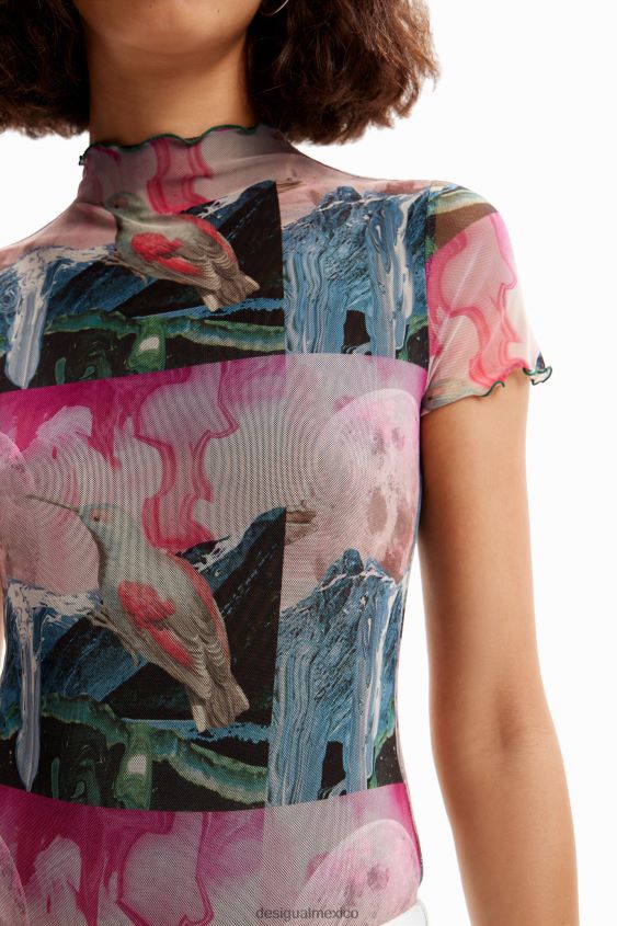 Desigual mujer body de fantasía de tul de manga corta VZ26R0352 ropa