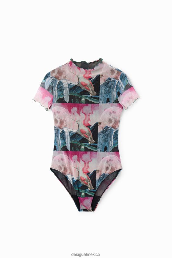 Desigual mujer body de fantasía de tul de manga corta VZ26R0352 ropa