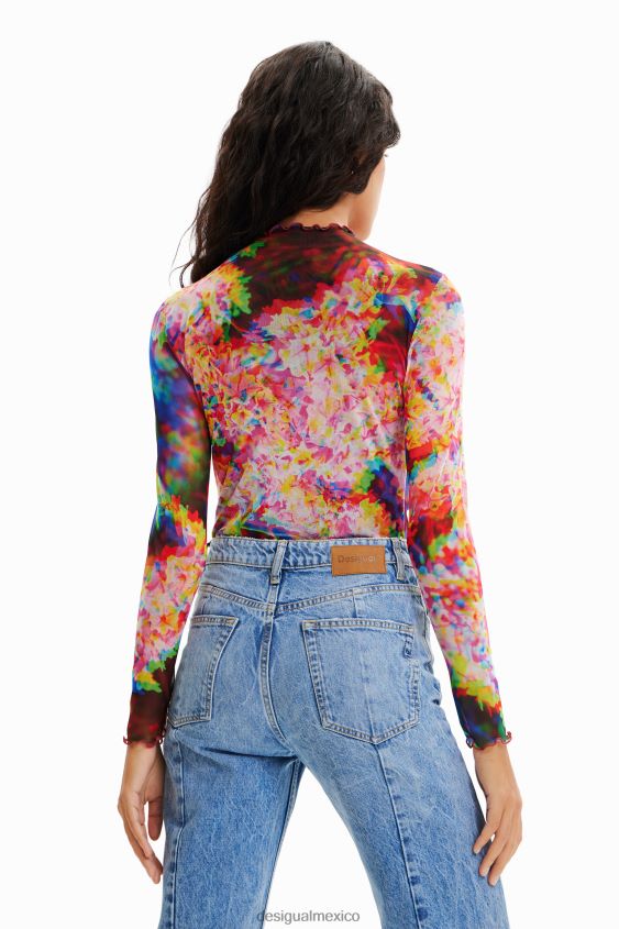 Desigual mujer body de tul floral fruncido VZ26R0833 ropa
