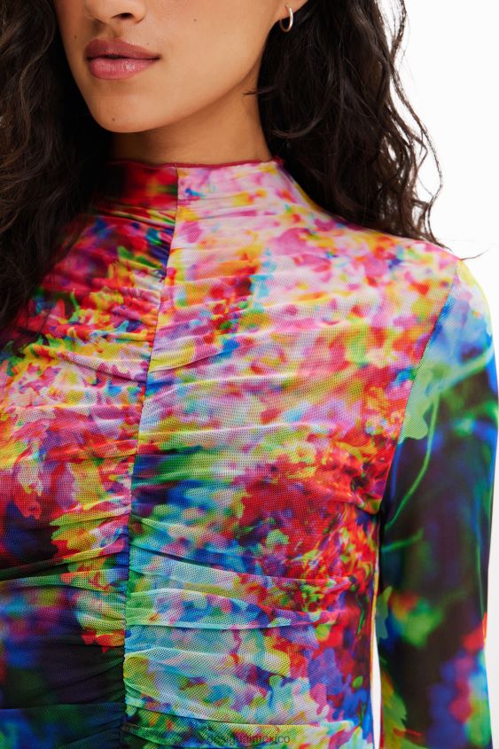 Desigual mujer body de tul floral fruncido VZ26R0833 ropa