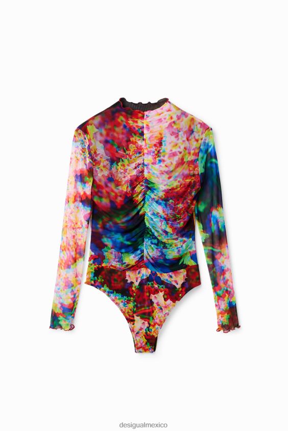 Desigual mujer body de tul floral fruncido VZ26R0833 ropa