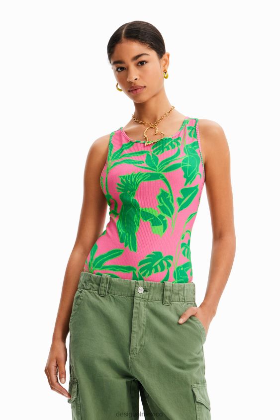 Desigual mujer body tropical de canalé con tirantes VZ26R0799 ropa