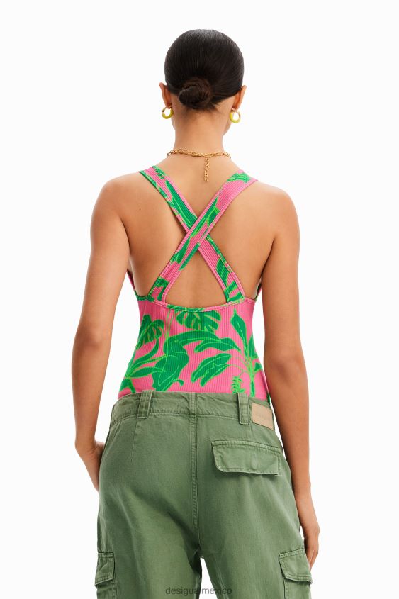 Desigual mujer body tropical de canalé con tirantes VZ26R0799 ropa