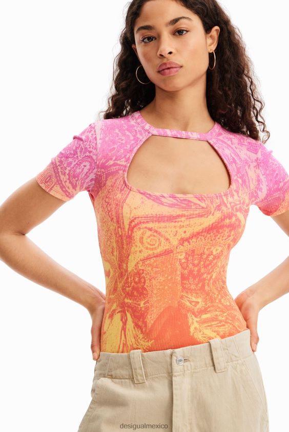 Desigual mujer metro. body de canalé con aberturas de christian lacroix VZ26R0717 ropa